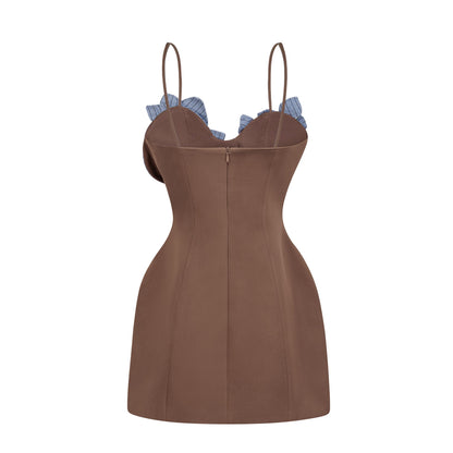 Johanna Brown Floral Panelled Mini Dress