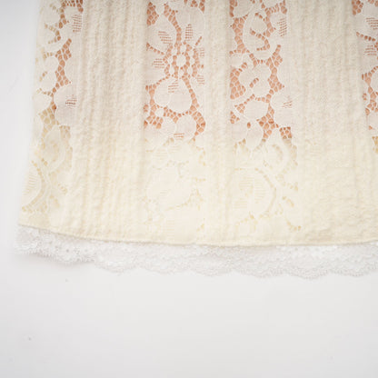Émeline floral lace flared-cuff mini dress in Neutrals