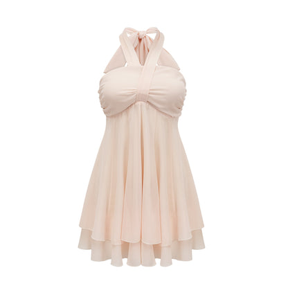 Esmerie Sleeveless Bustier Mini Dress with Back Tie Detail