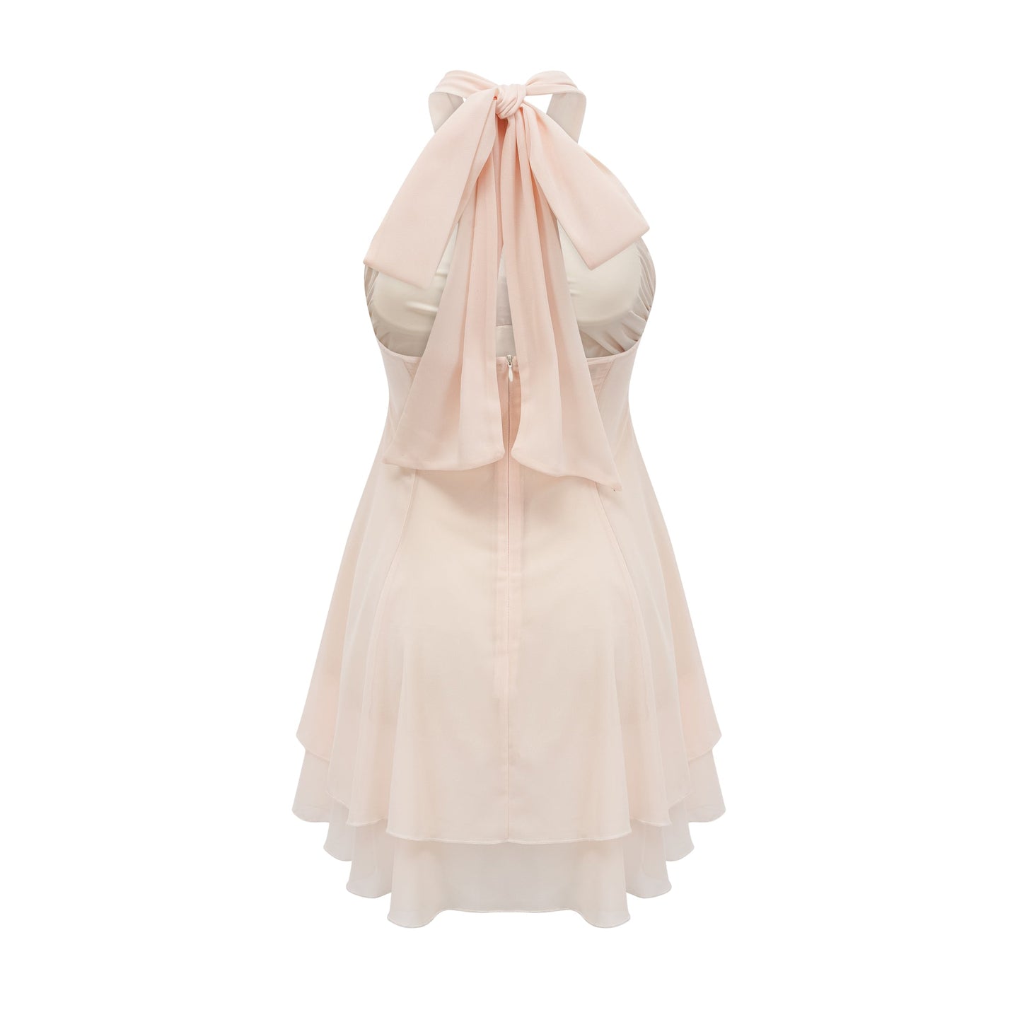 Esmerie Sleeveless Bustier Mini Dress with Back Tie Detail