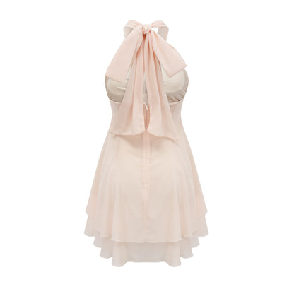 Esmerie Sleeveless Bustier Mini Dress with Back Tie Detail