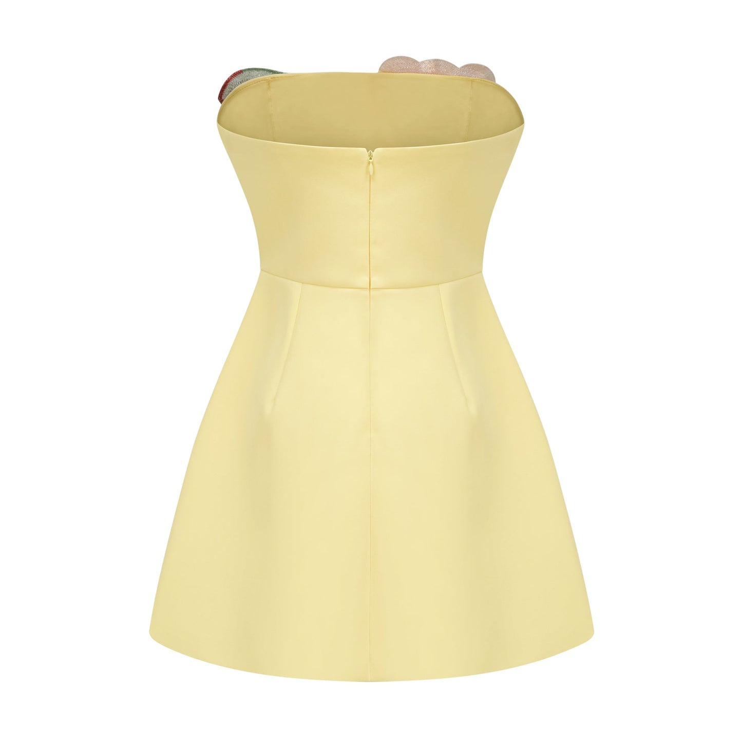 Abigail Yellow Floral Embroidered Mini Dress