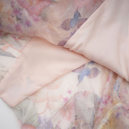 Aya Pink Godet Floral Mini Dress