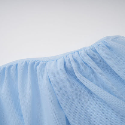Sylphe Baby-Blue Asymmetrical Pleated Sleeveless Mini Dress