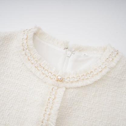 Gaëlle White Faux Pearl Tweed Mini Dress
