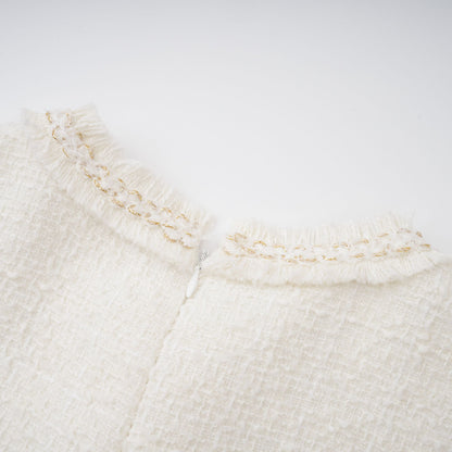 Gaëlle White Faux Pearl Tweed Mini Dress