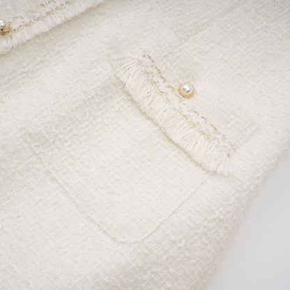 Gaëlle White Faux Pearl Tweed Mini Dress