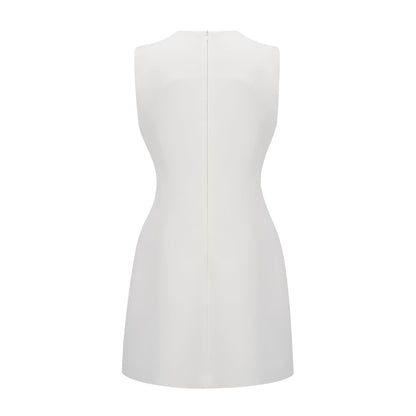 Irène White Sequin Floral Embroidered Mini Dress