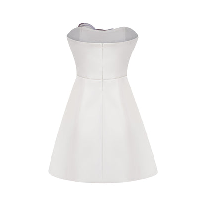 Irène White Off-Shoulder Sequin Floral Embroidered Mini Dress