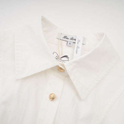 Orlane white cinched-waist pleated mini shirt dress