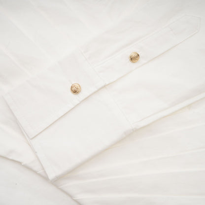 Orlane white cinched-waist pleated mini shirt dress