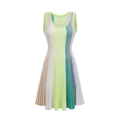 Amaryllis Green Sequin Striped Knit Mini Dress