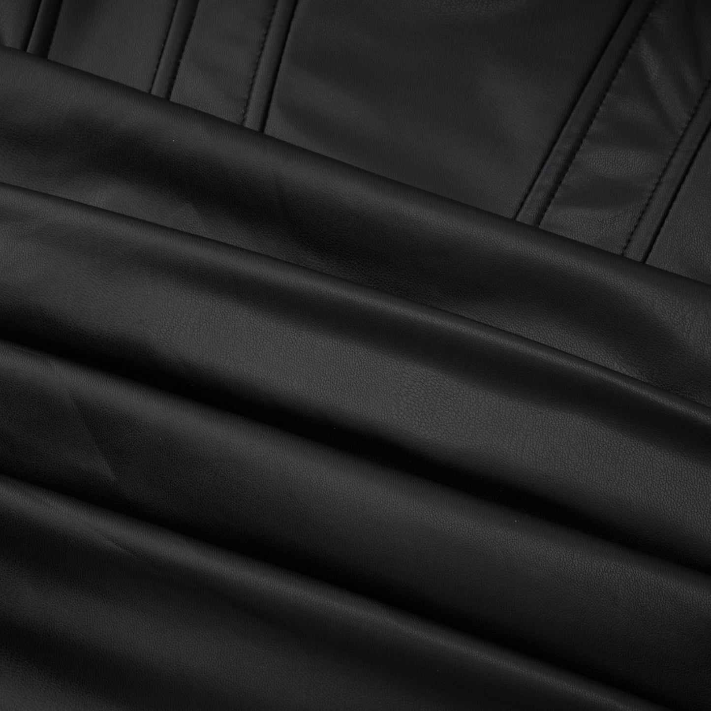 Agnes Black Ruched Leather Bodycon Mini Dress