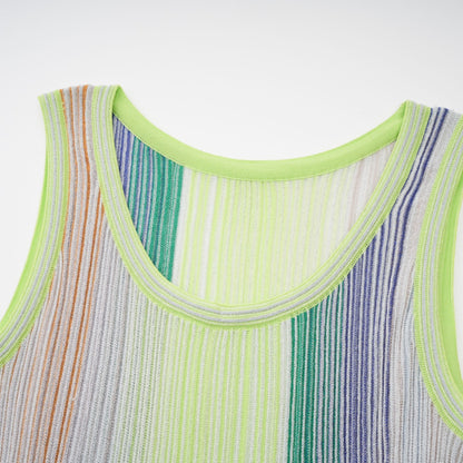 Amaryllis Green Sequin Striped Knit Mini Dress