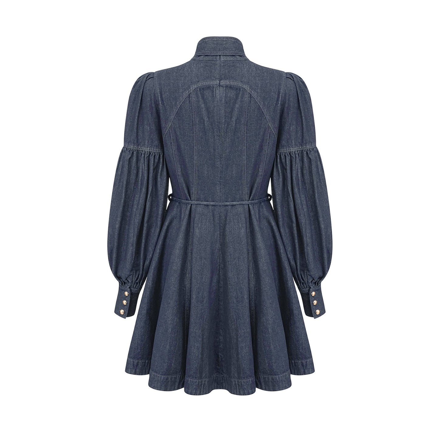 Mirabel dark-blue contrast-stitch denim mini dress
