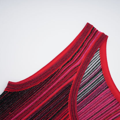 Amaryllis Red Sequin Striped Knit Mini Dress