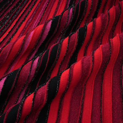 Amaryllis Red Sequin Striped Knit Mini Dress