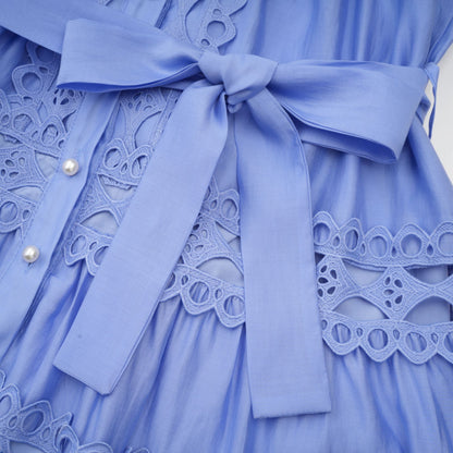 Nova blue cut-out belted mini dress