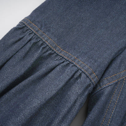 Mirabel dark-blue contrast-stitch denim mini dress