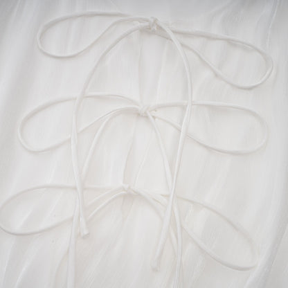 Mahault white pleated glitter-effect mini dress