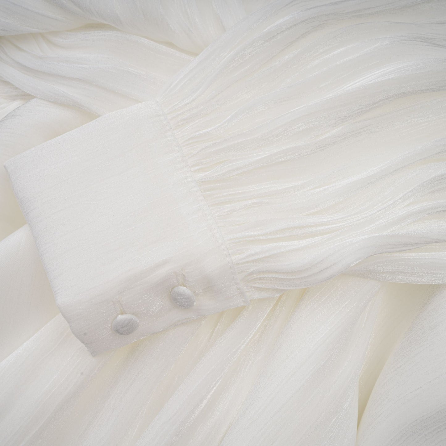Mahault white pleated glitter-effect mini dress