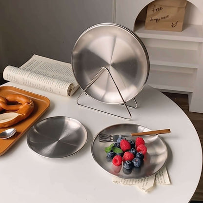 Set of Six Stainless Steel Plate