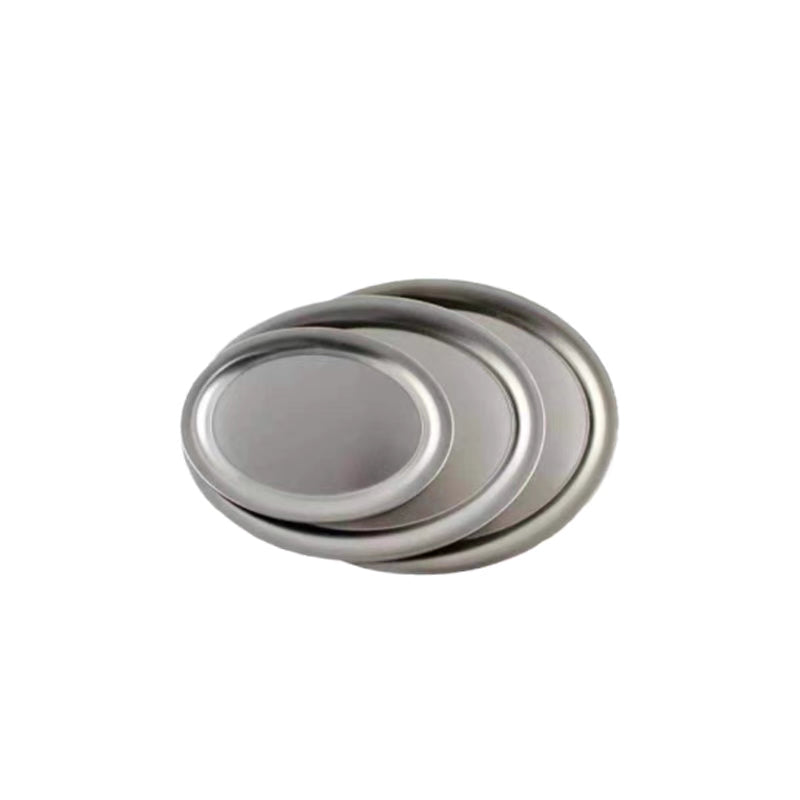 Stainless steel plate with matte finish, part of exclusive collection, perfect for everyday meals and special occasions. Durable and BPA-free.