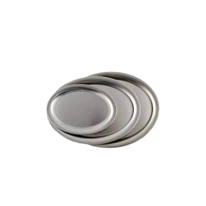 Stainless steel plate with matte finish, part of exclusive collection, perfect for everyday meals and special occasions. Durable and BPA-free.