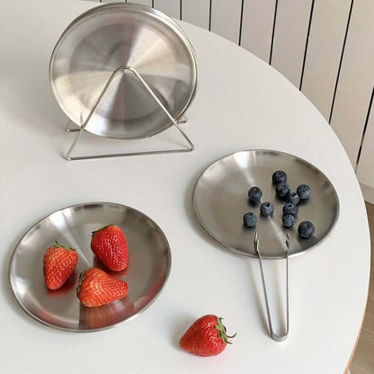 Set of Six Stainless Steel Plate