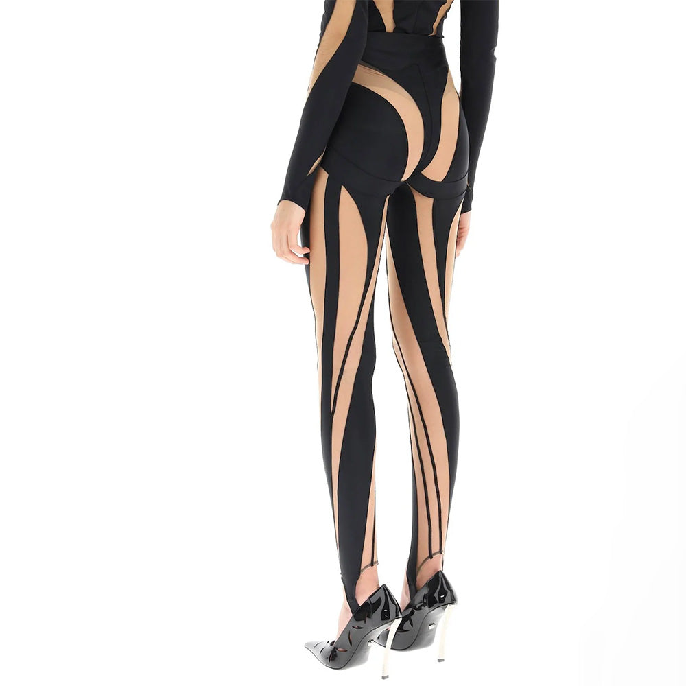 Mesh Black Patchwork Leggins