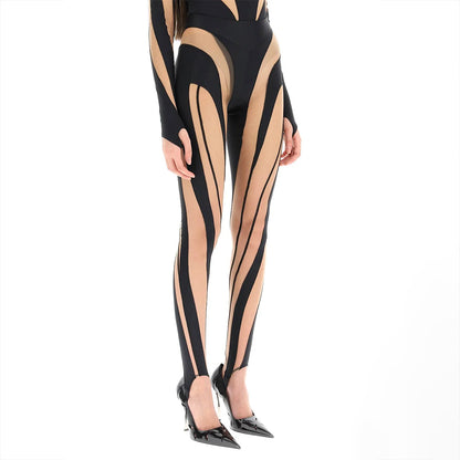 Mesh Black Patchwork Leggins