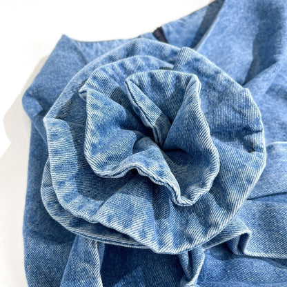 Flower Decorated Denim Mini Skirt
