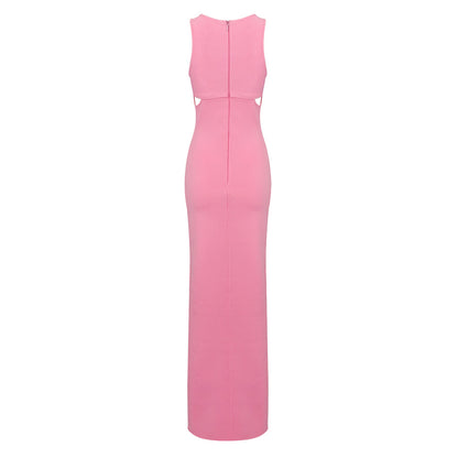 Pink High Double Side Slit Maxi Dress