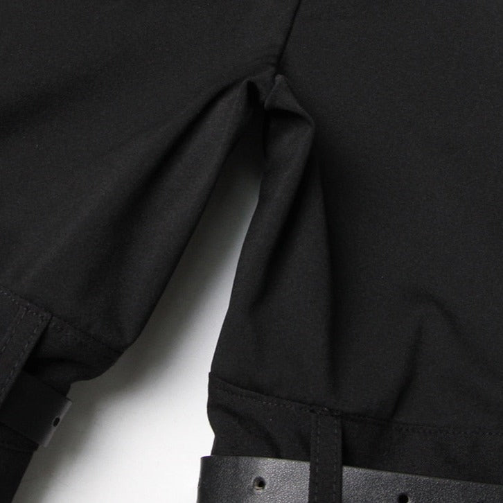 Knees Waist Patchwork Black Flared Pants