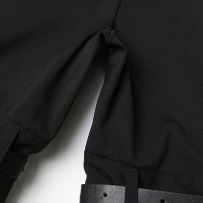 Knees Waist Patchwork Black Flared Pants