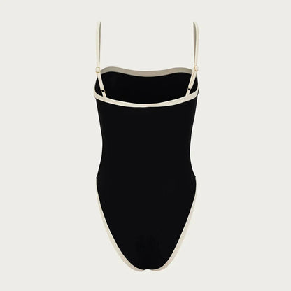 black and white one-piece swimsuit, brazilian cut swimwear, minimalist swimsuit for women, summer beachwear, luxury swim fashion