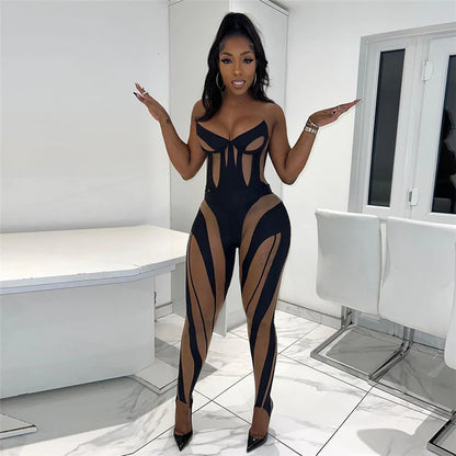 Mesh Black Patchwork Leggins
