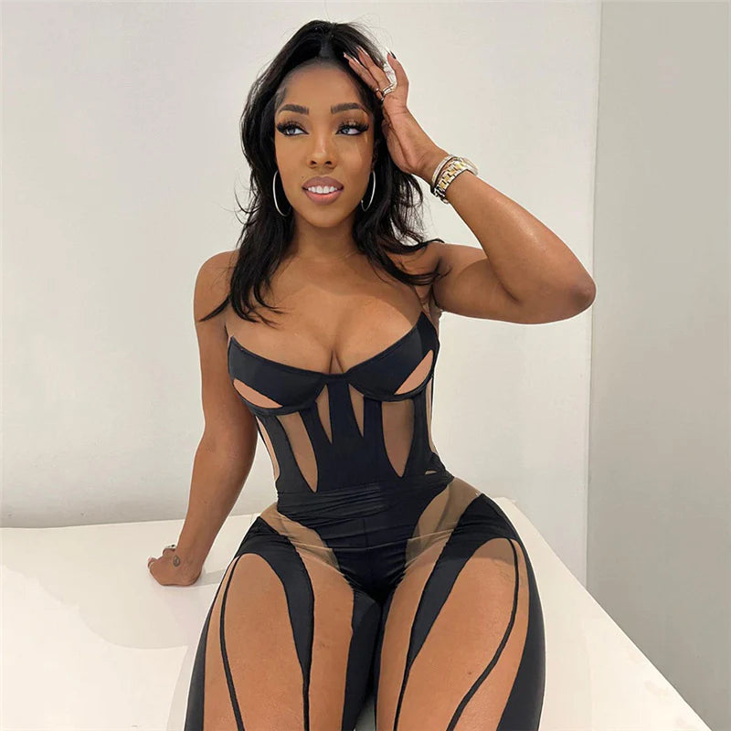 Mesh Black Patchwork Leggins