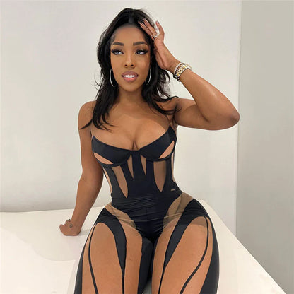 Mesh Black Patchwork Leggins