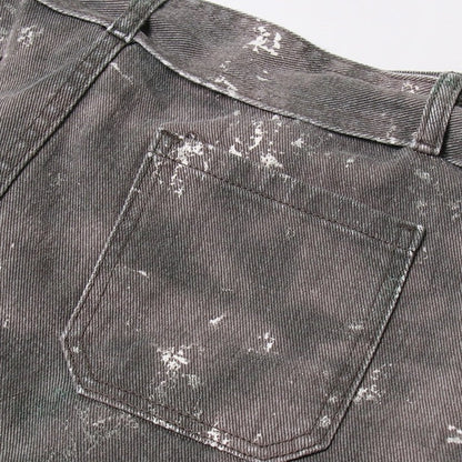 Grey Denim Pockets High Waist Skirt