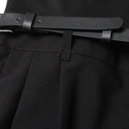 Knees Waist Patchwork Black Flared Pants