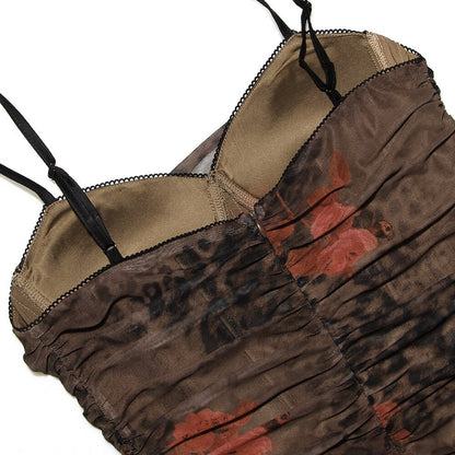 Floral Print Brown Bodycon Dress