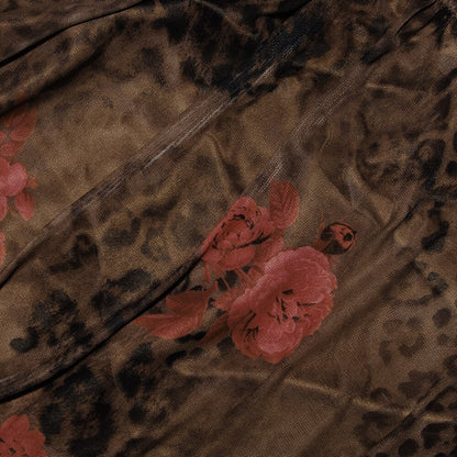 Floral Print Brown Bodycon Dress