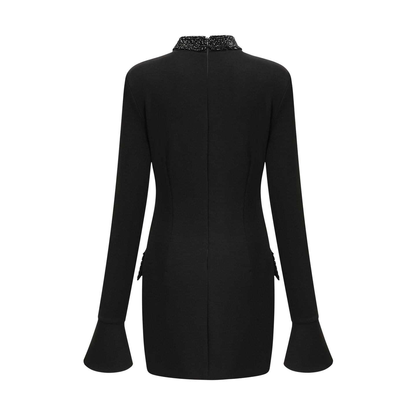 Gaëlle black embellished long-sleeved dress