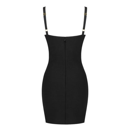 Sleeveless Black Hollowed Out Mesh Mini Dress