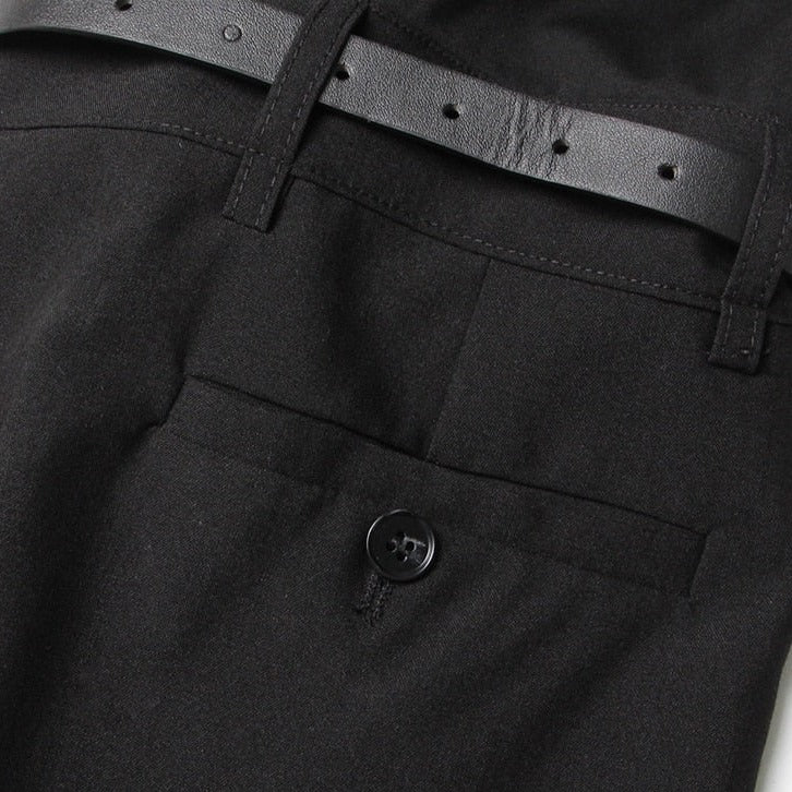 Knees Waist Patchwork Black Flared Pants