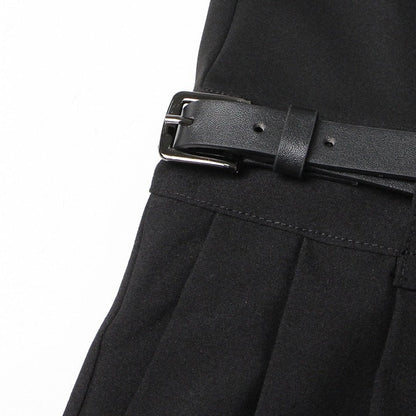 Knees Waist Patchwork Black Flared Pants