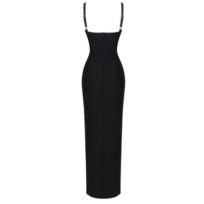 Black Hollow Out Side Split Maxi Dress