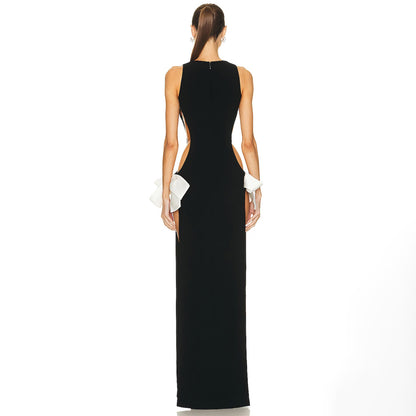 Double Side Slit Bows Hollow Out Maxi Dresses