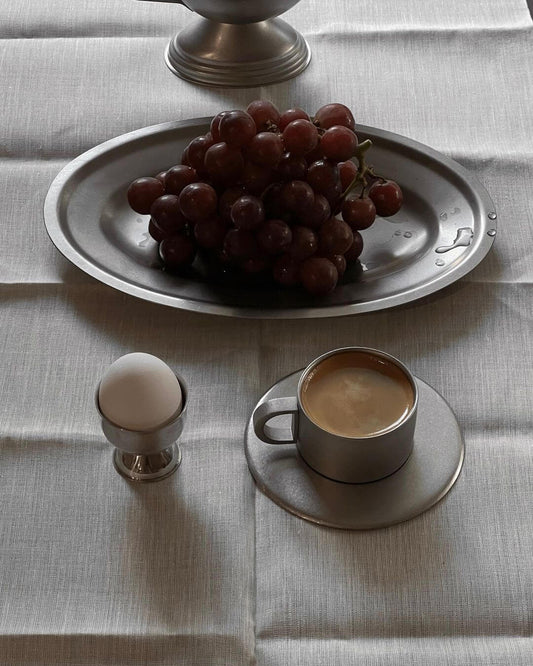 Vintage INOX oval stainless steel plate with chic design, durable and long-lasting kitchenware.